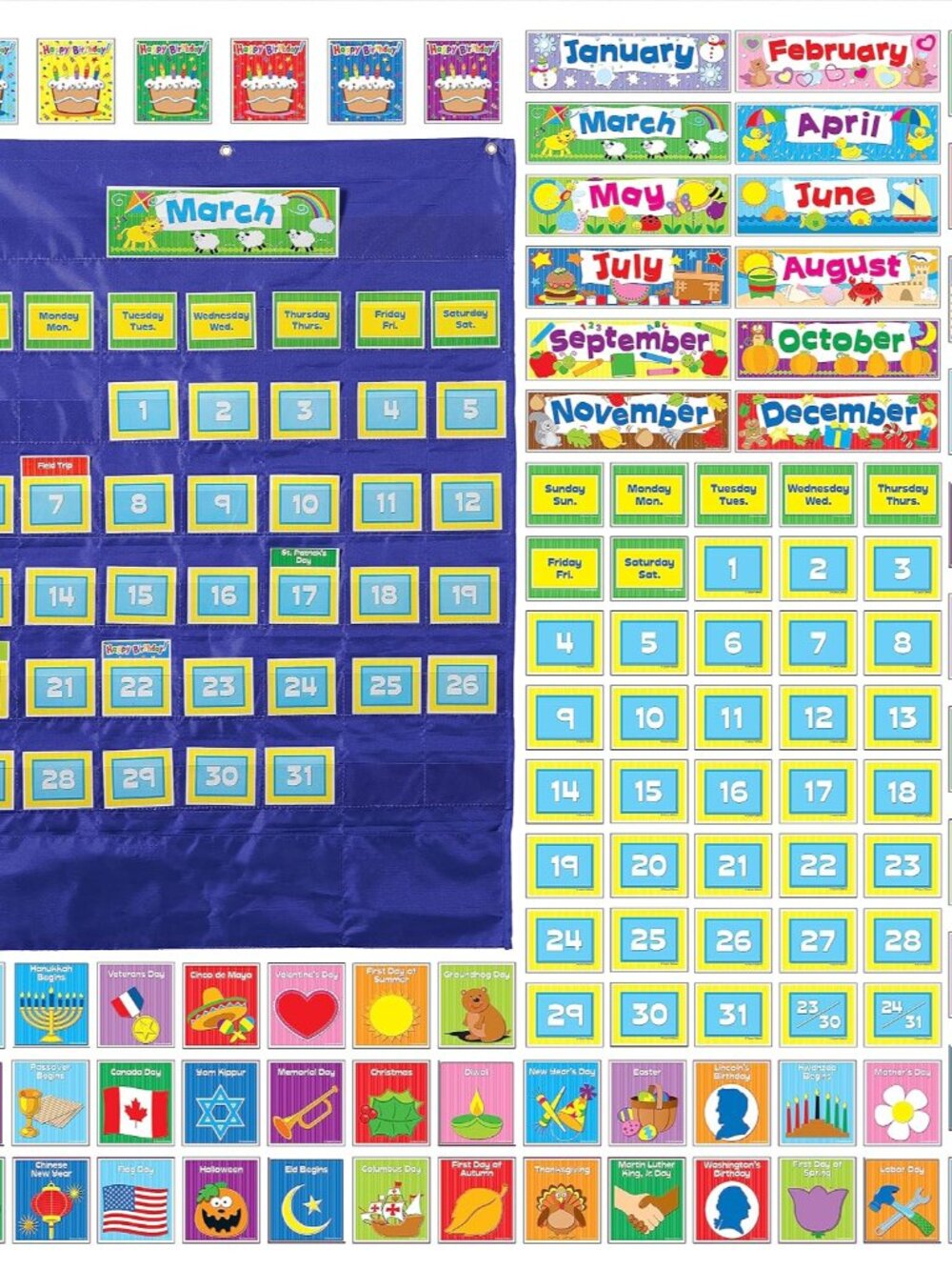 Carson Dellosa Deluxe Calendar Pocket Chart Monthly Classroom Calendar Pocket Ch